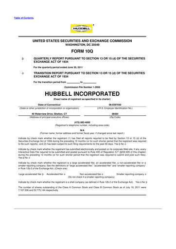 Thumbnail Hubbell 10-Q Quarterly Report FY2011 