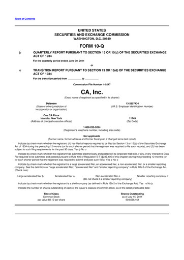 Thumbnail CA Technologies 10-Q Quarterly Report FY 