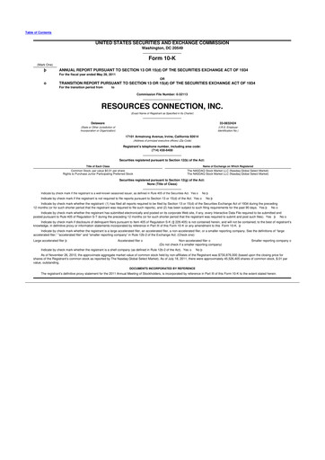 Thumbnail RGP (Resources Connection) 10-K Annual Report 2011