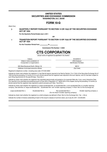 Thumbnail CTS Corporation 10-Q Quarterly Report FY2011 