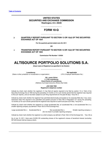 Thumbnail Altisource Portfolio Solutions
 10-Q Quarterly Report FY2011 