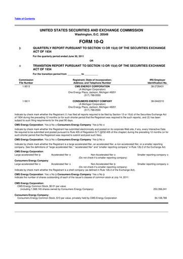 Miniature CMS Energy
 10-Q Rapport trimestriel 2011 