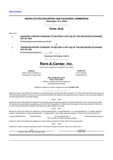 Thumbnail Upbound Group 10-Q Quarterly Report FY2011 