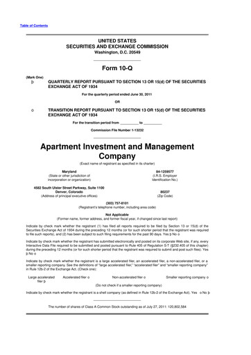 Thumbnail Aimco 10-Q Quarterly Report FY2011 