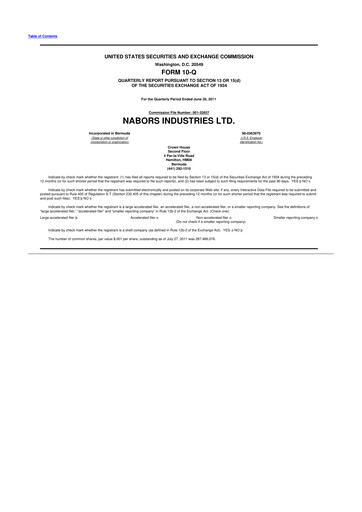 Miniature Nabors Industries
 10-Q Rapport trimestriel 2011 