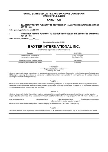 Miniature Baxter 10-Q Rapport trimestriel 2011 