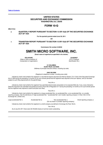Thumbnail Smith Micro Software
 10-Q Quarterly Report FY2011 