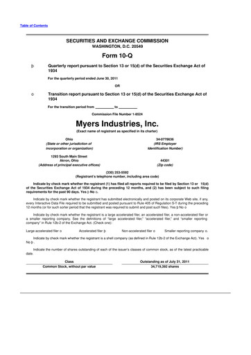 Thumbnail Myers Industries 10-Q Quarterly Report FY2011 