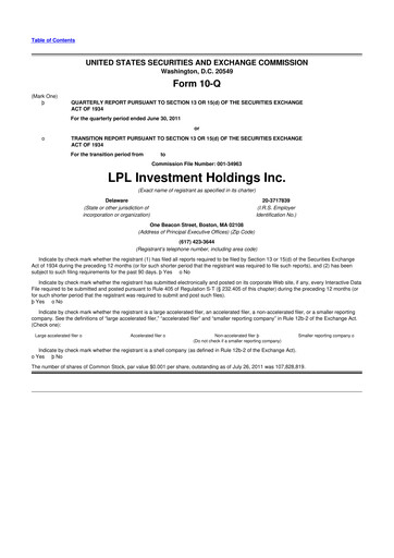 Vorschaubild LPL Financial
 10-Q Quartalsbericht 2011 