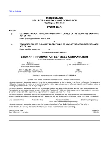 Thumbnail Stewart Information Services 10-Q Quarterly Report FY2011 