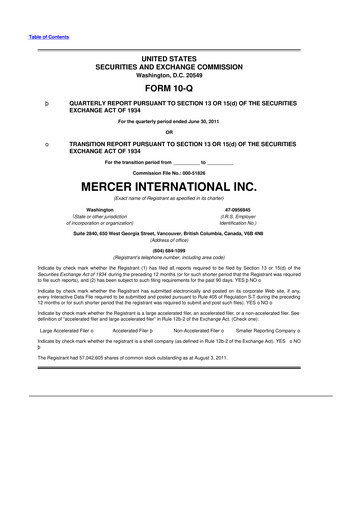 Thumbnail Mercer International 10-Q Quarterly Report FY2011 