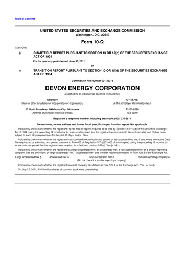 Thumbnail Devon Energy
 10-Q Quarterly Report FY2011 