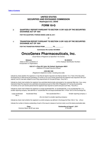 Thumbnail Achieve Life Sciences
 10-Q Quarterly Report FY2011 