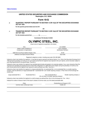 Thumbnail Olympic Steel
 10-Q Quarterly Report FY2011 