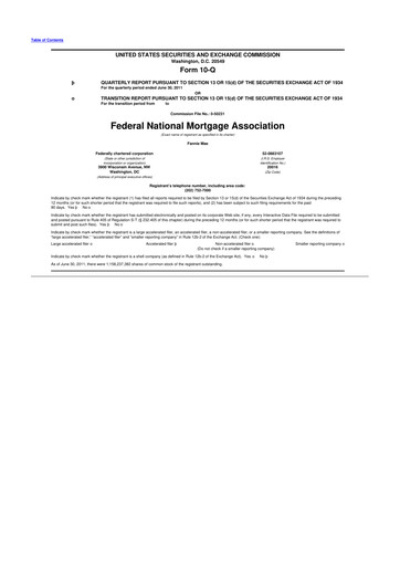 Thumbnail Fannie Mae
 10-Q Quarterly Report FY2011 