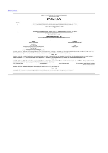Vorschaubild Commerce Bancshares
 10-Q Quartalsbericht 2011 