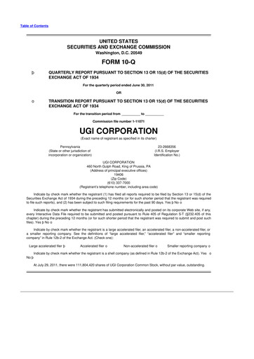 Thumbnail UGI Corporation
 10-Q Quarterly Report FY2011 