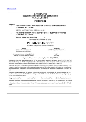 Vorschaubild Plumas Bancorp 10-Q Quartalsbericht 2011 