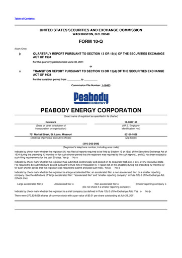 Thumbnail Peabody Energy
 10-Q Quarterly Report FY2011 