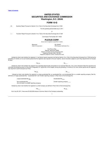 Thumbnail Plexus 10-Q Quarterly Report FY2011 