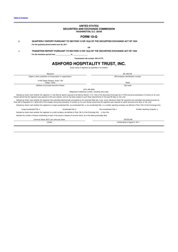 Thumbnail Ashford Hospitality Trust 10-Q Quarterly Report FY2011 