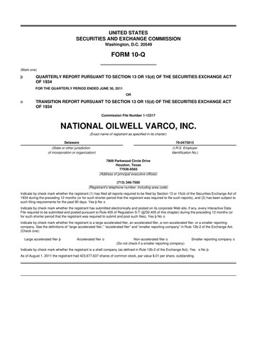 Thumbnail NOV 10-Q Quarterly Report FY2011 