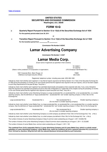 Thumbnail Lamar Advertising 10-Q Quarterly Report FY 