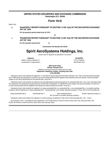 Miniature Spirit AeroSystems 10-Q Rapport trimestriel 2011 