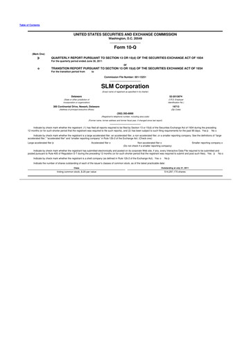 Thumbnail SLM Corporation (Sallie Mae) 10-Q Quarterly Report FY2011 