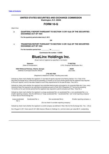 Thumbnail Bluelinx 10-Q Quarterly Report FY2011 