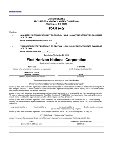 Miniature First Horizon Corporation 10-Q Rapport trimestriel  