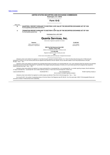 Thumbnail Quanta Services
 10-Q Quarterly Report FY2011 