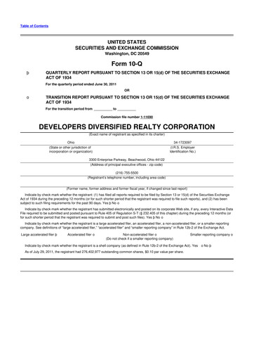 Thumbnail SITE Centers
 10-Q Quarterly Report FY2011 