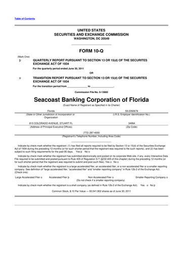 Thumbnail Seacoast Banking 10-Q Quarterly Report FY2011 