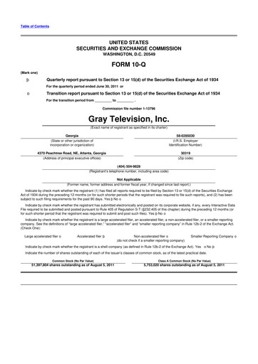 Miniature Gray Media
 10-Q Rapport trimestriel 2011 