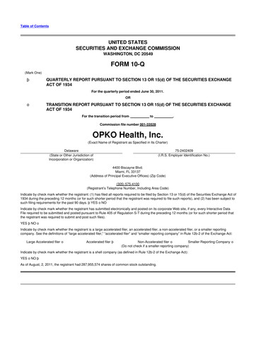 Thumbnail OPKO Health
 10-Q Quarterly Report FY2011 