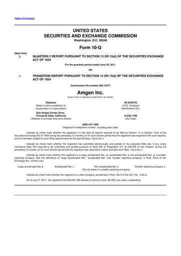 Miniature Amgen 10-Q Rapport trimestriel 2011 