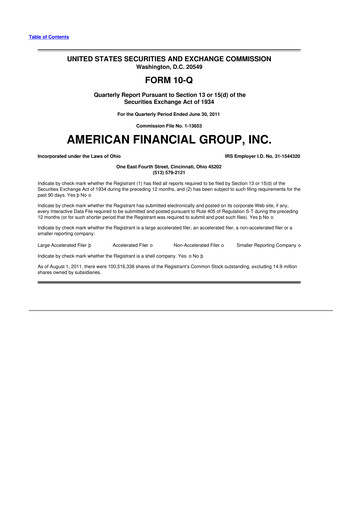 Thumbnail American Financial Group
 10-Q Quarterly Report FY 
