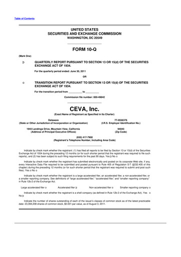 Thumbnail CEVA
 10-Q Quarterly Report FY 