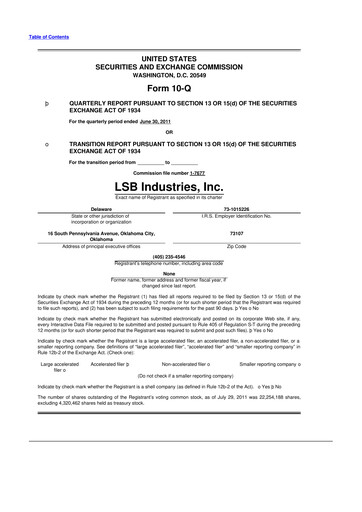 Thumbnail LSB Industries 10-Q Quarterly Report FY2011 