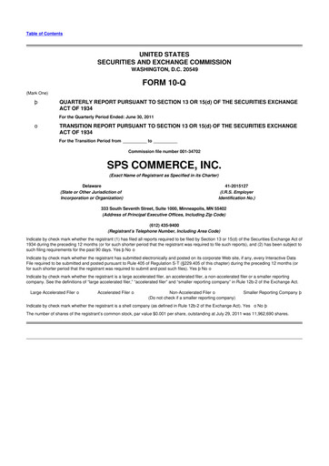 Thumbnail SPS Commerce
 10-Q Quarterly Report FY2011 