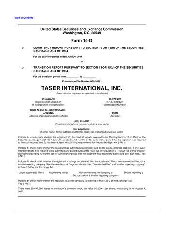 Thumbnail Axon Enterprise
 10-Q Quarterly Report FY2011 