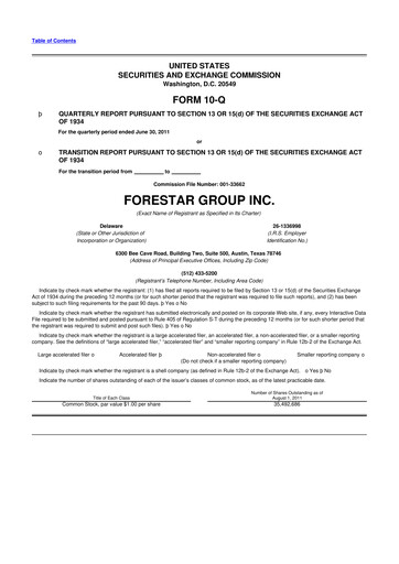 Thumbnail Forestar Group
 10-Q Quarterly Report FY2011 