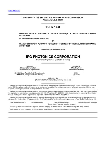 Thumbnail IPG Photonics 10-Q Quarterly Report FY2011 