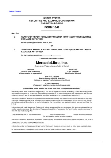 Vorschaubild MercadoLibre 10-Q Quartalsbericht 2011 