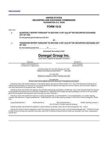 Thumbnail Donegal Group 10-Q Quarterly Report FY2011 