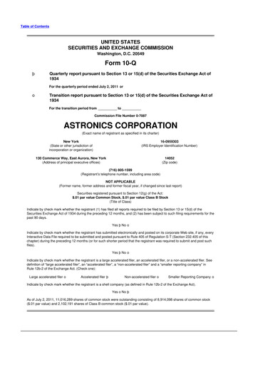 Thumbnail Astronics Corporation
 10-Q Quarterly Report FY2011 