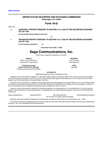 Thumbnail Saga Communications 10-Q Quarterly Report FY2011 