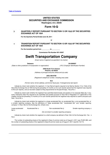 Thumbnail Knight-Swift Transportation
 10-Q Quarterly Report FY2011 