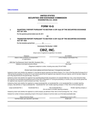 Thumbnail CBIZ 10-Q Quarterly Report FY2011 